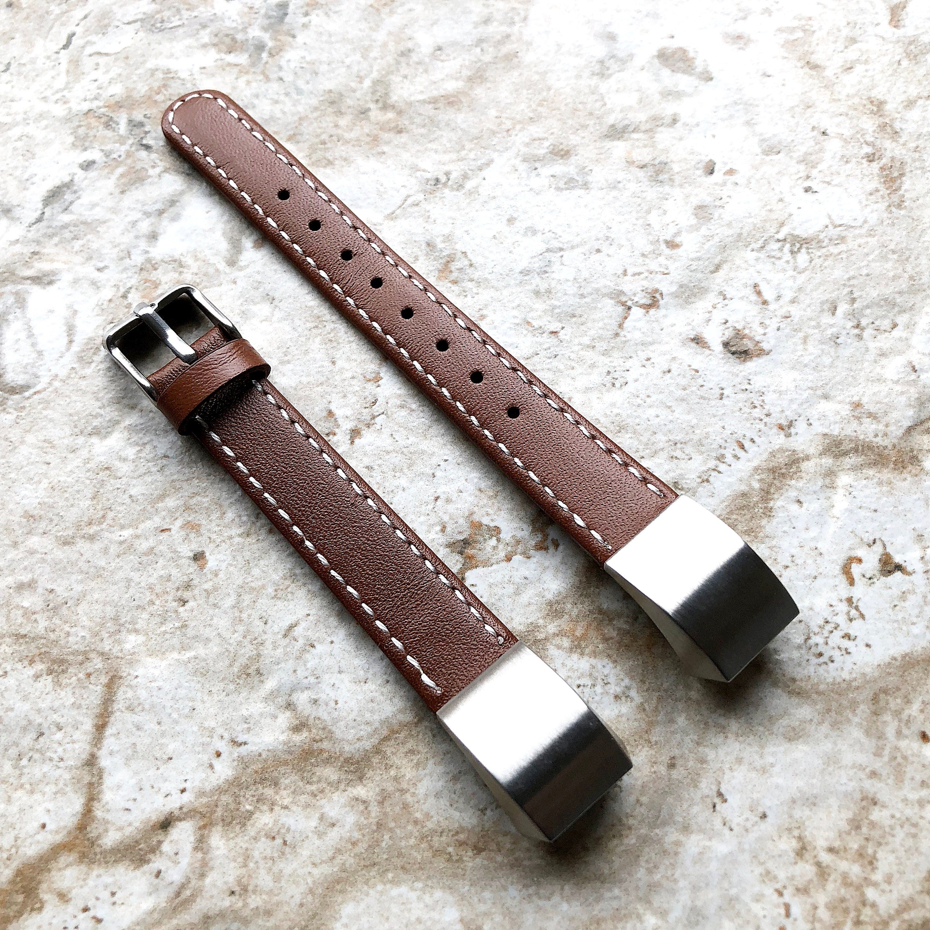 Fitbit Alta HR Brown Stylish Unisex Soft Leather Band Strap with Stitching Details Quick Release Adapters Included Ready to Attach
